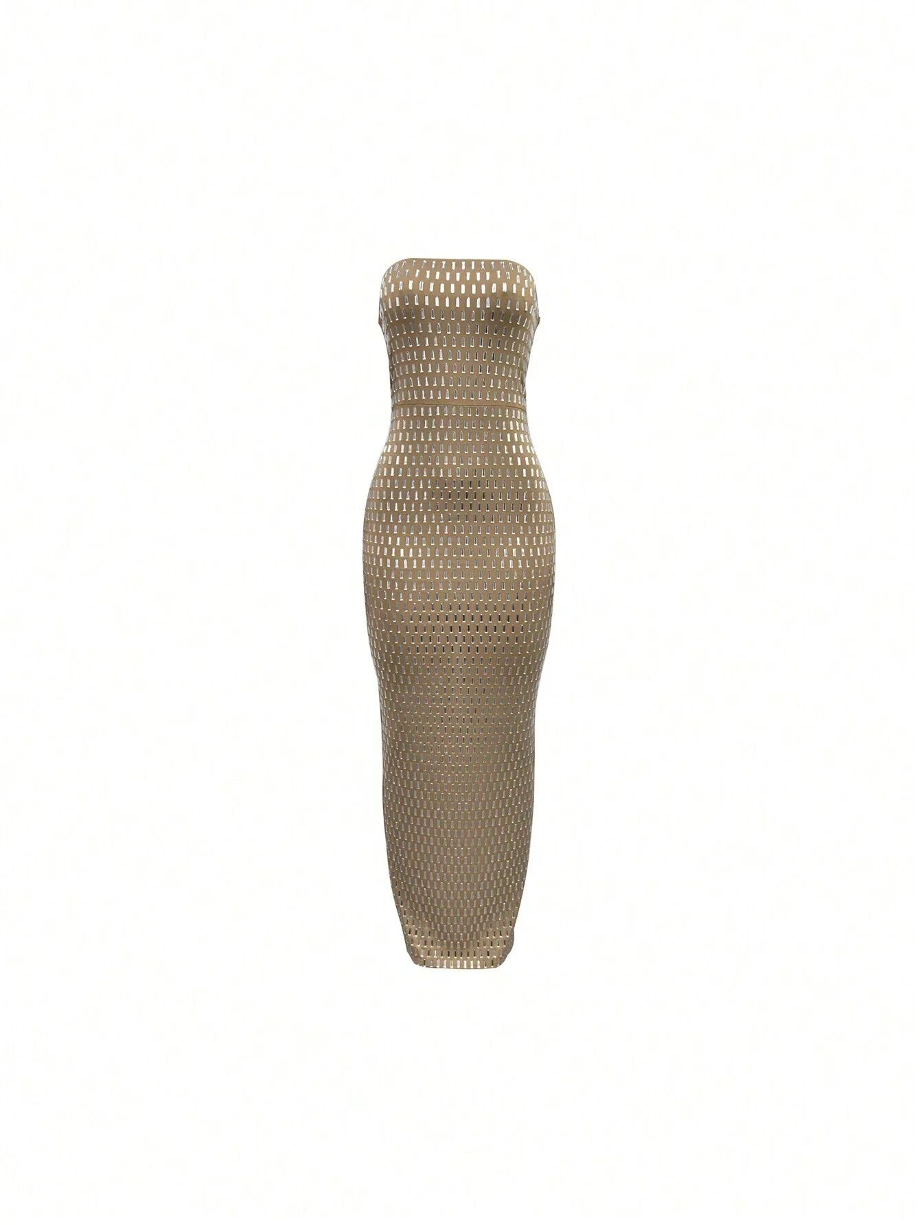 Women's Solid Color Rhinestone Decorated Sleeveless Long Dress