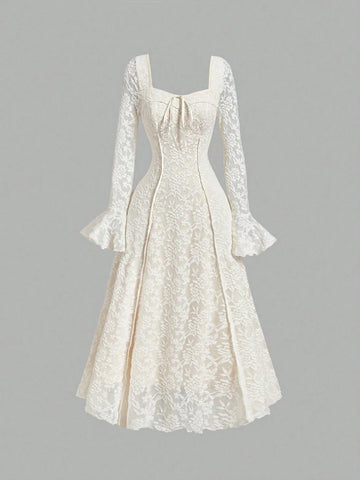 MOD Women Cream-Color Long Sleeve Dress