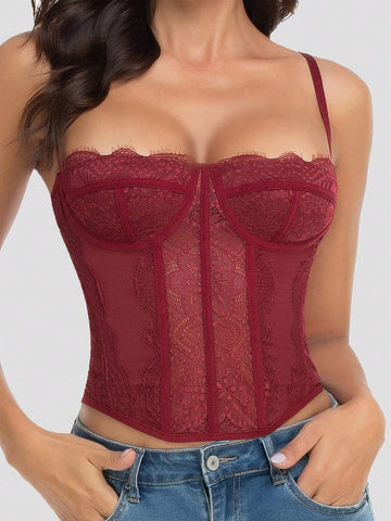 1pc Lace Bustier Corset Tops