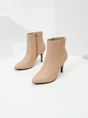 Timesize Women's Shiny Gold Pointed Toe Chunky Heel Hollow Out Ankle Strap Shoes