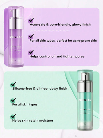 SHEGLAM Good Grip Hydrating Primer-Blueberry + Aha Oil Control Moisturizing Blueberry Primer Gel