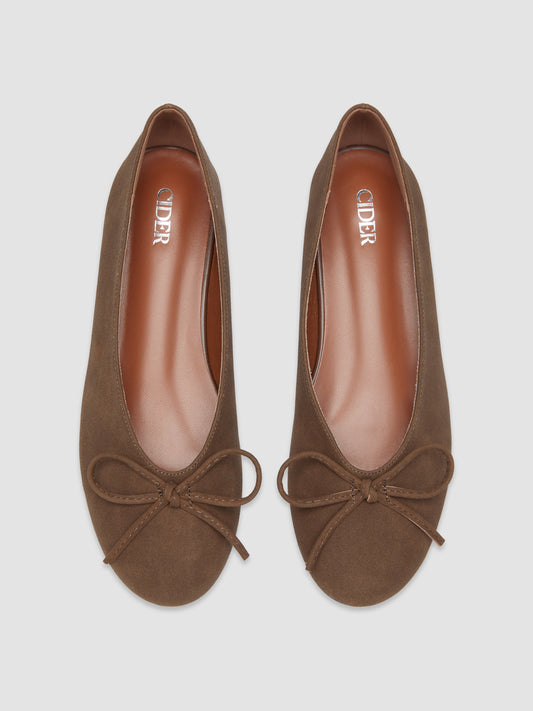 BOWKNOT SUEDE MARY JANE FLATS