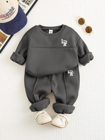 Baby Boy Oversized All-Match Round Neck Sweatshirt, Casual Sports