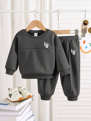 Baby Boy Oversized All-Match Round Neck Sweatshirt, Casual Sports