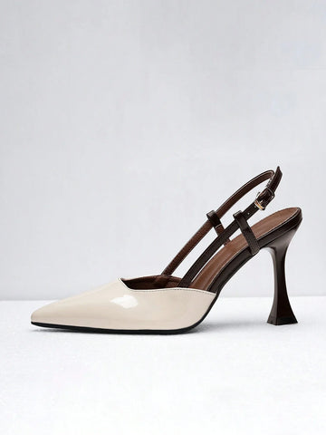 Women's Pointed Toe Patent Leather Elegant Strap Decoration High Heel Shoes
