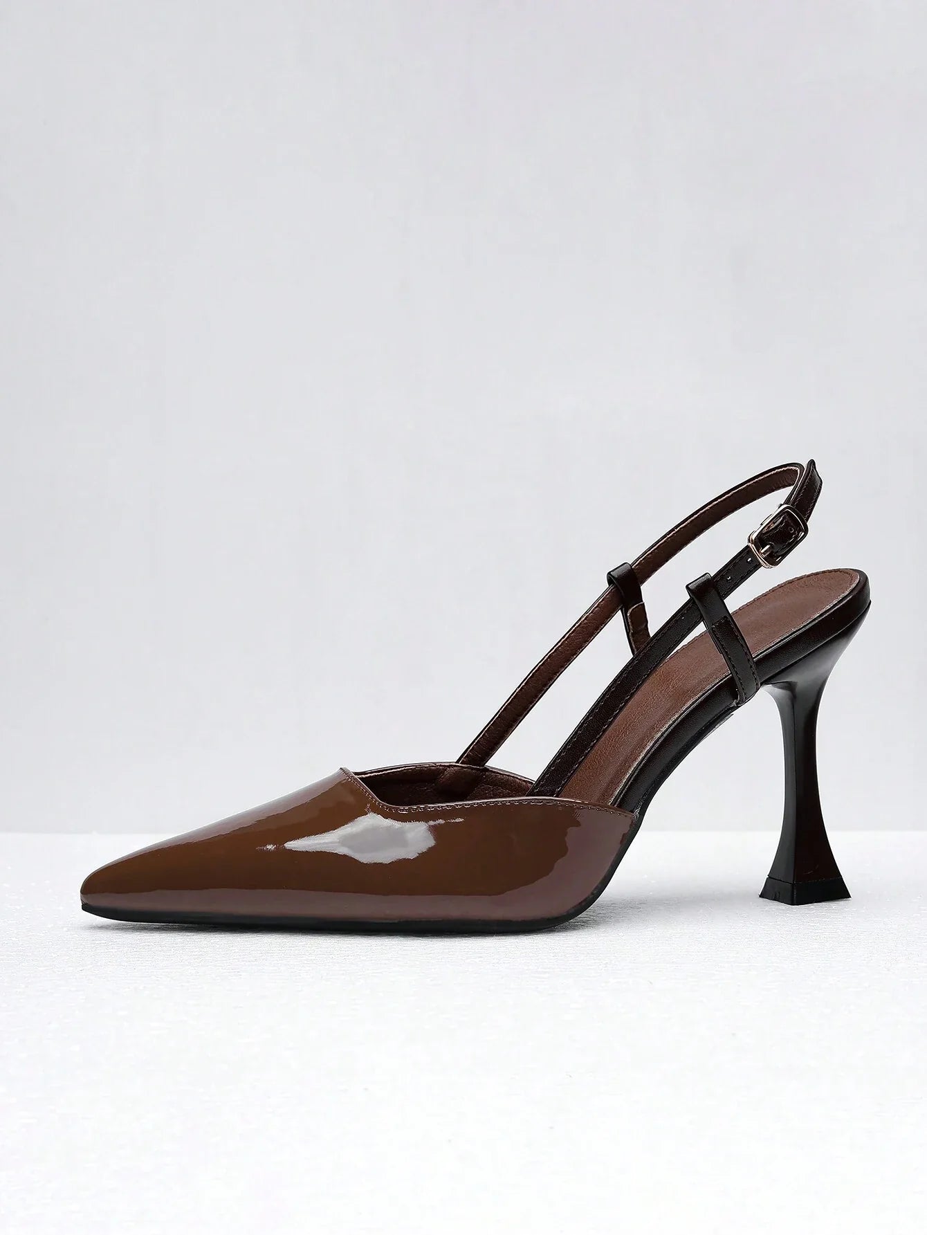 Women's Pointed Toe Patent Leather Elegant Strap Decoration High Heel Shoes