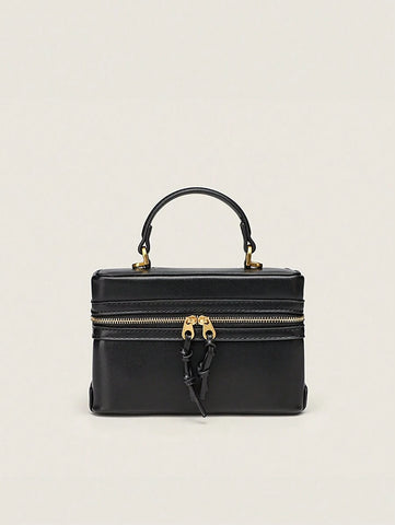 Fashionable Hard-Sided Blue Square Handbag, With Dual Shoulder Straps