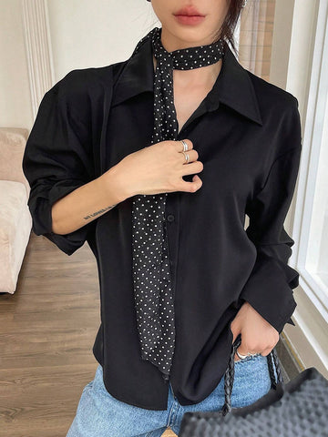 DAZY Brush Print Drop Shoulder Shirt