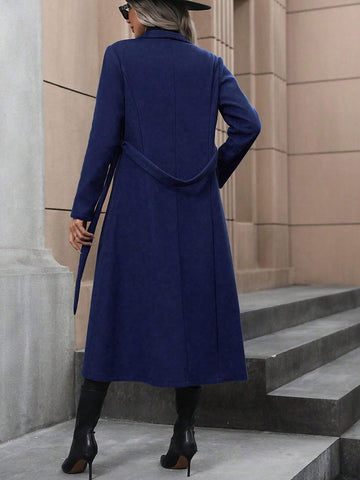 Clasi Waterfall Collar Belted Overcoat