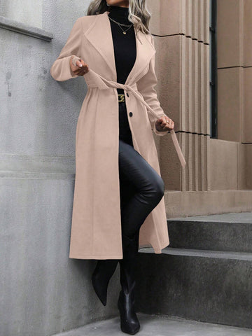 Clasi Waterfall Collar Belted Overcoat