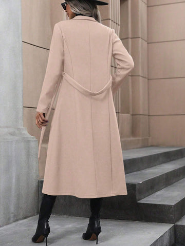 Clasi Waterfall Collar Belted Overcoat