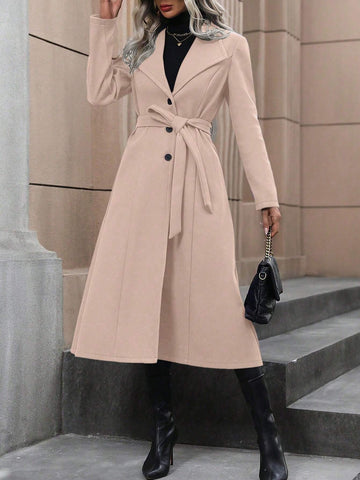 Clasi Waterfall Collar Belted Overcoat