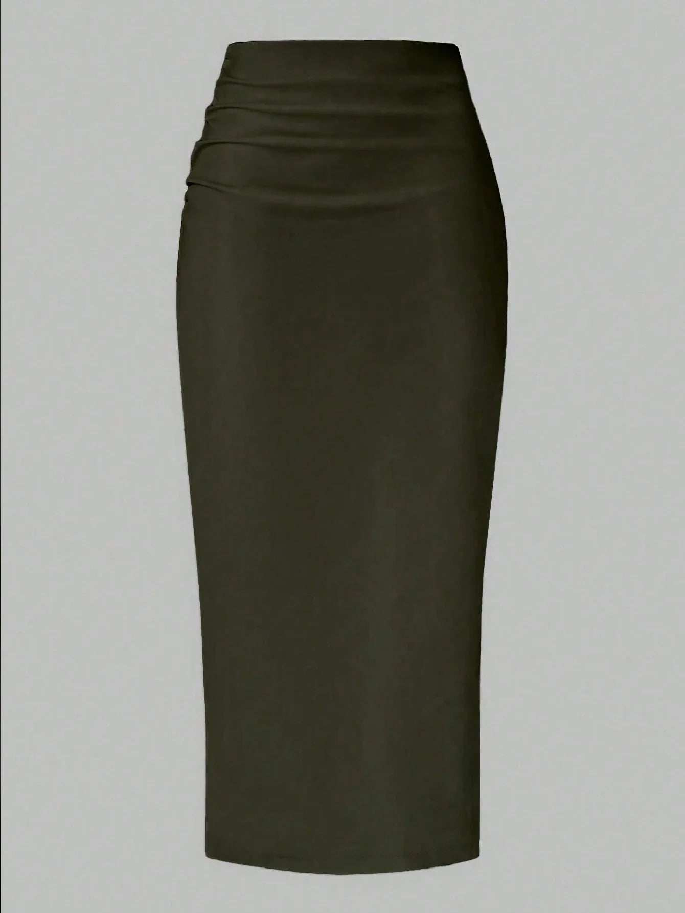 Raffin�a Solid Color Pleated Back Zipper Slit Skirt