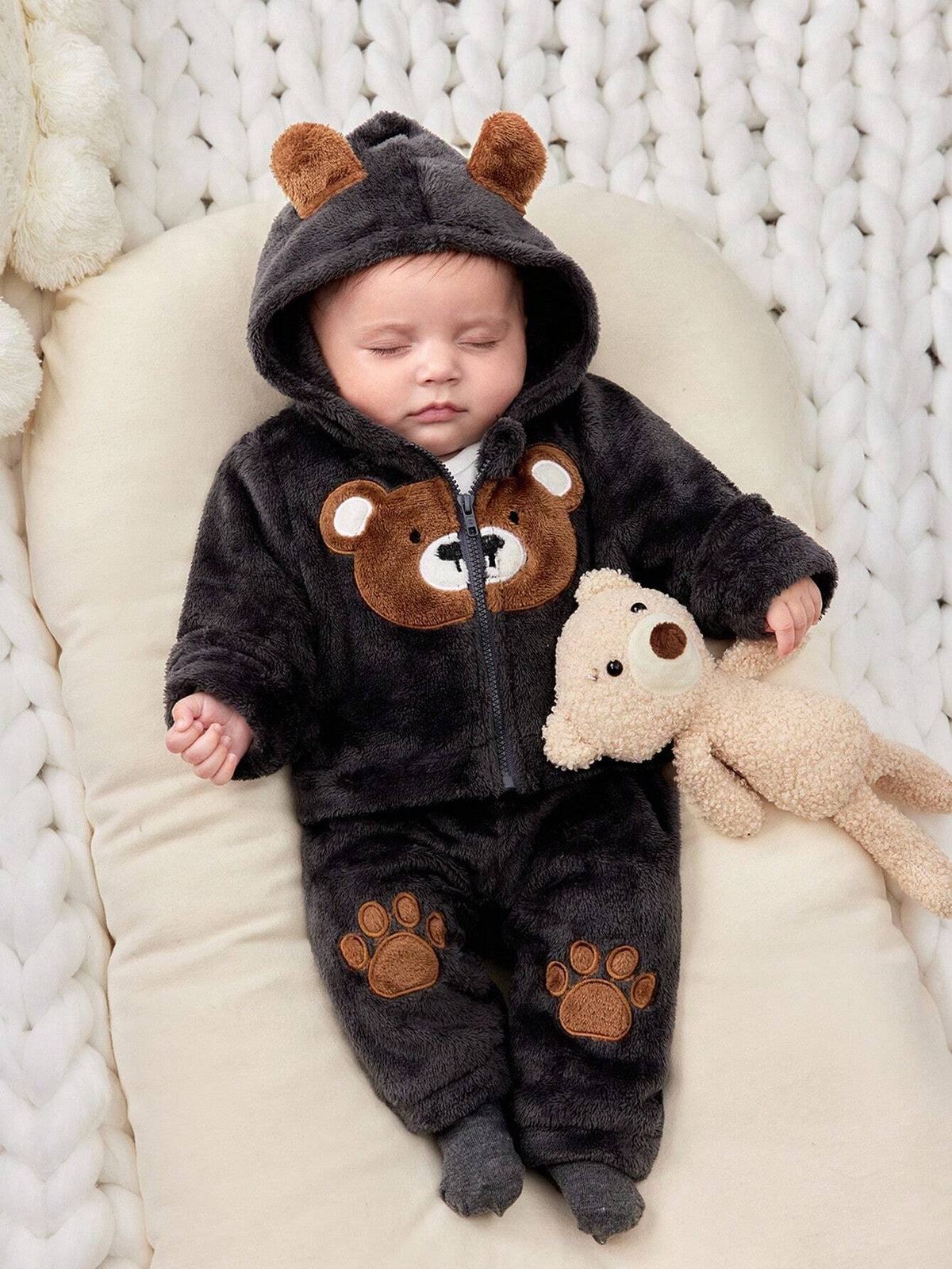 Baby Boy/Girl 2pcs/Set Soft Knit Fabric Hoodie Jacket & Pants