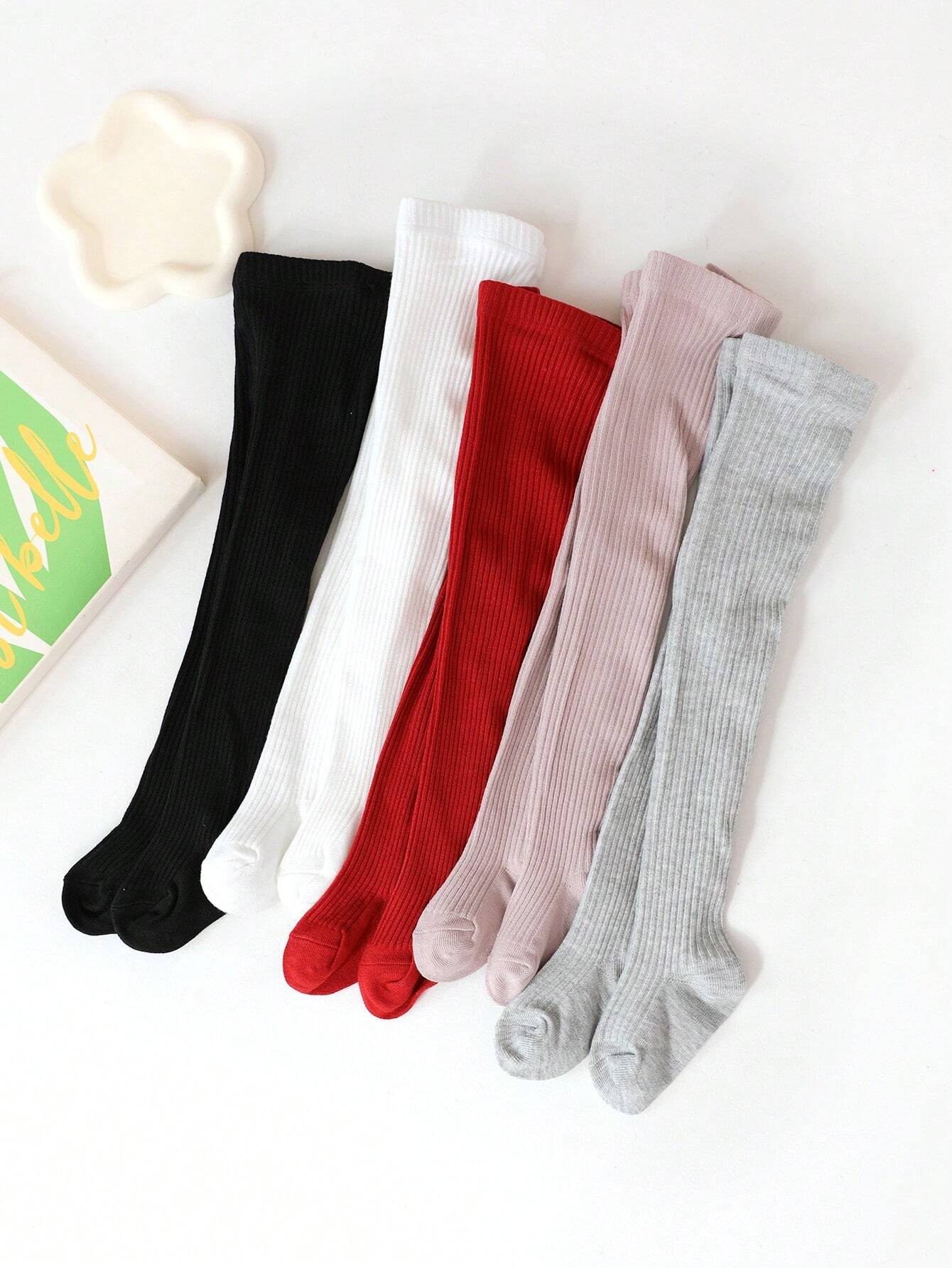 5 Pairs Of Vertical Striped Bottoming Pantyhose