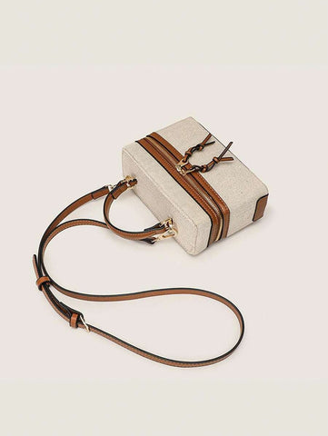 Fashionable Hard-Sided Blue Square Handbag, With Dual Shoulder Straps