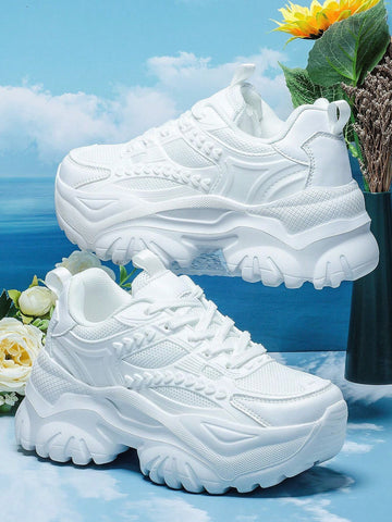 Women's Fashionable Pink Princess Style Wedge Sneakers