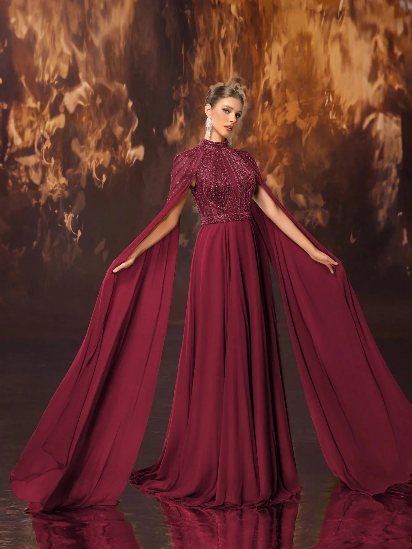 Giffniseti Women's Formal Banquet Evening Dress With High Neck