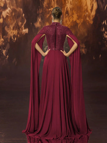Giffniseti Women's Formal Banquet Evening Dress With High Neck