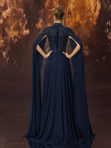 Giffniseti Women's Formal Banquet Evening Dress With High Neck