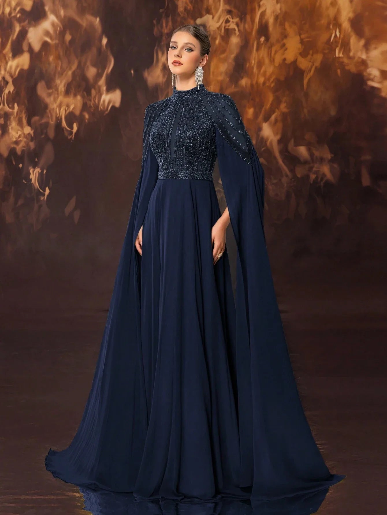 Giffniseti Women's Formal Banquet Evening Dress With High Neck