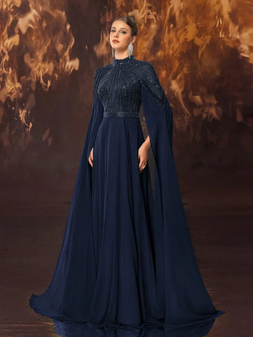 Giffniseti Women's Formal Banquet Evening Dress With High Neck