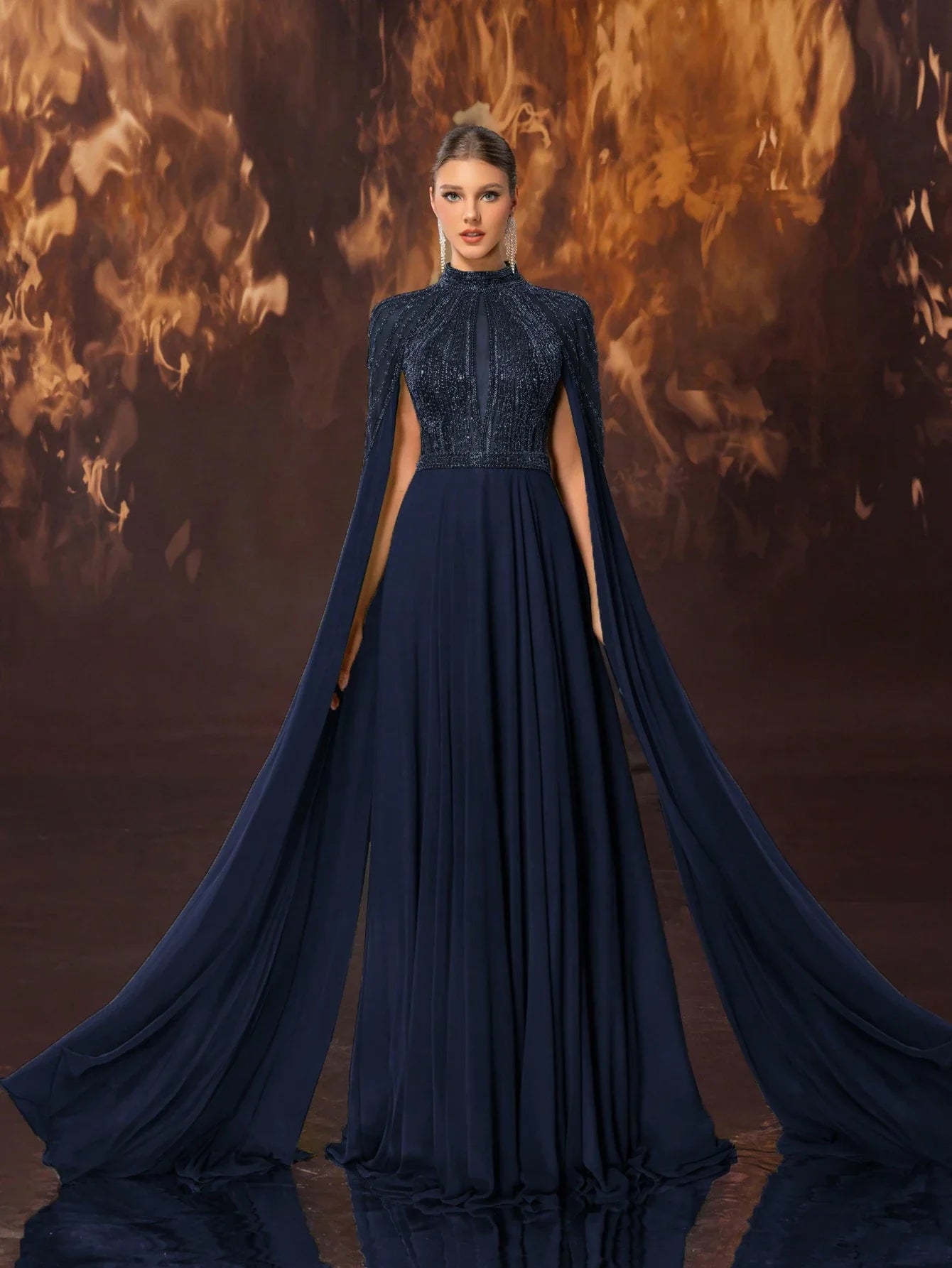 Giffniseti Women's Formal Banquet Evening Dress With High Neck