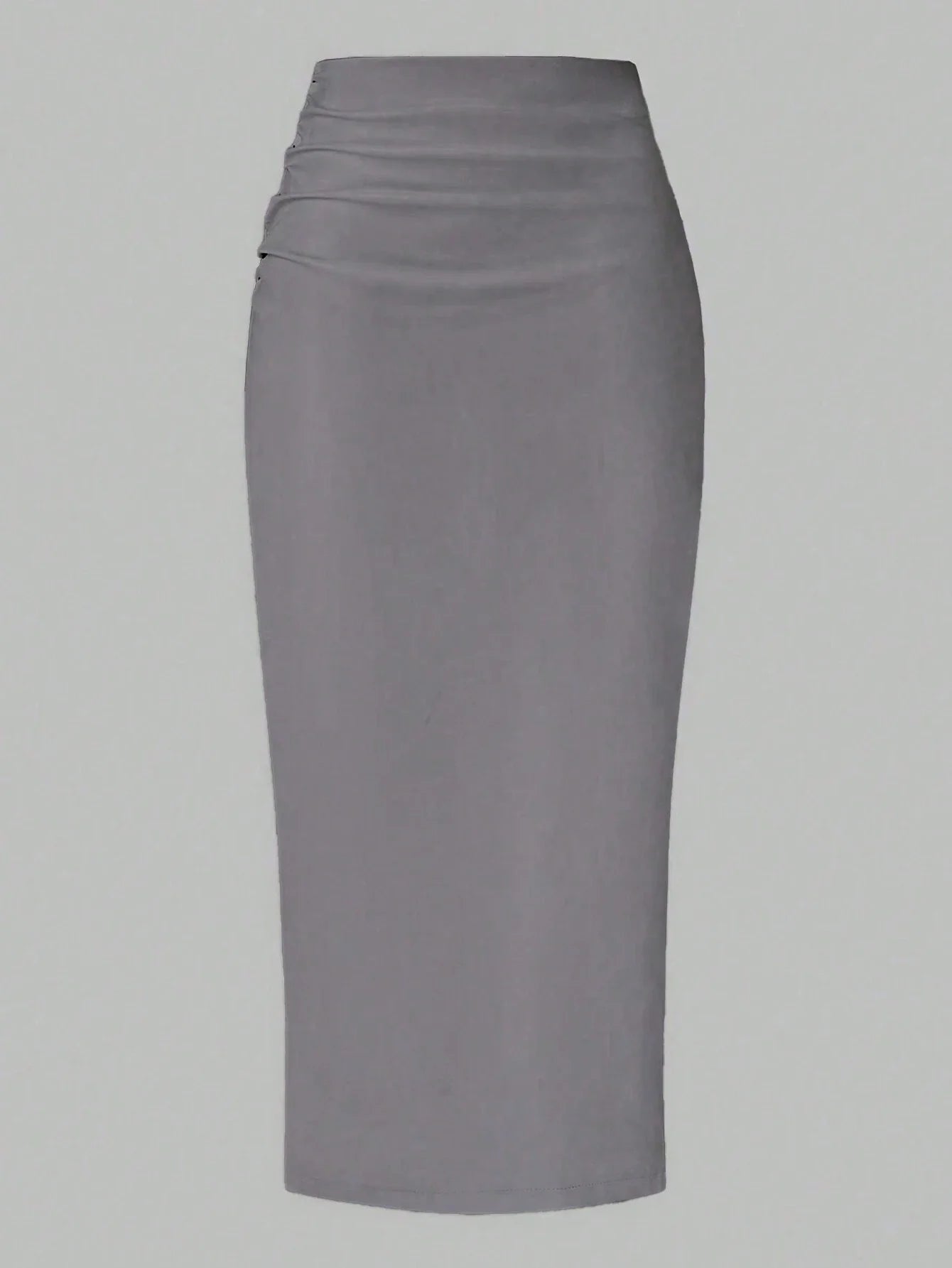 Raffin�a Solid Color Pleated Back Zipper Slit Skirt