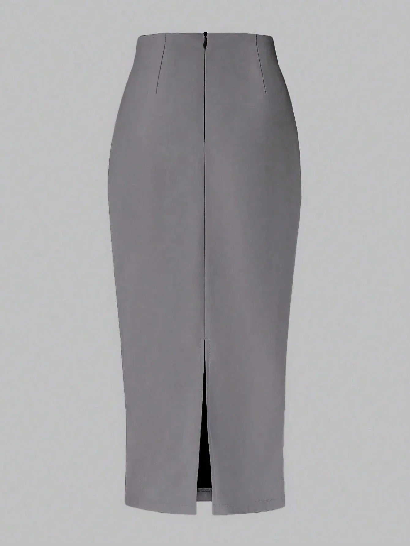 Raffin�a Solid Color Pleated Back Zipper Slit Skirt