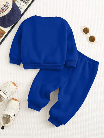 Baby Boy Oversized All-Match Round Neck Sweatshirt, Casual Sports