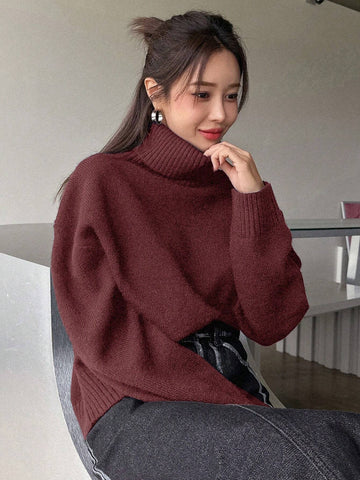 DAZY Turtleneck Drop Shoulder Sweater