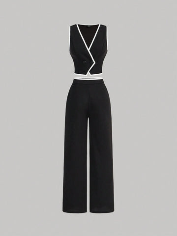 MOD Vintage Color Block Trim Women's Suit Set