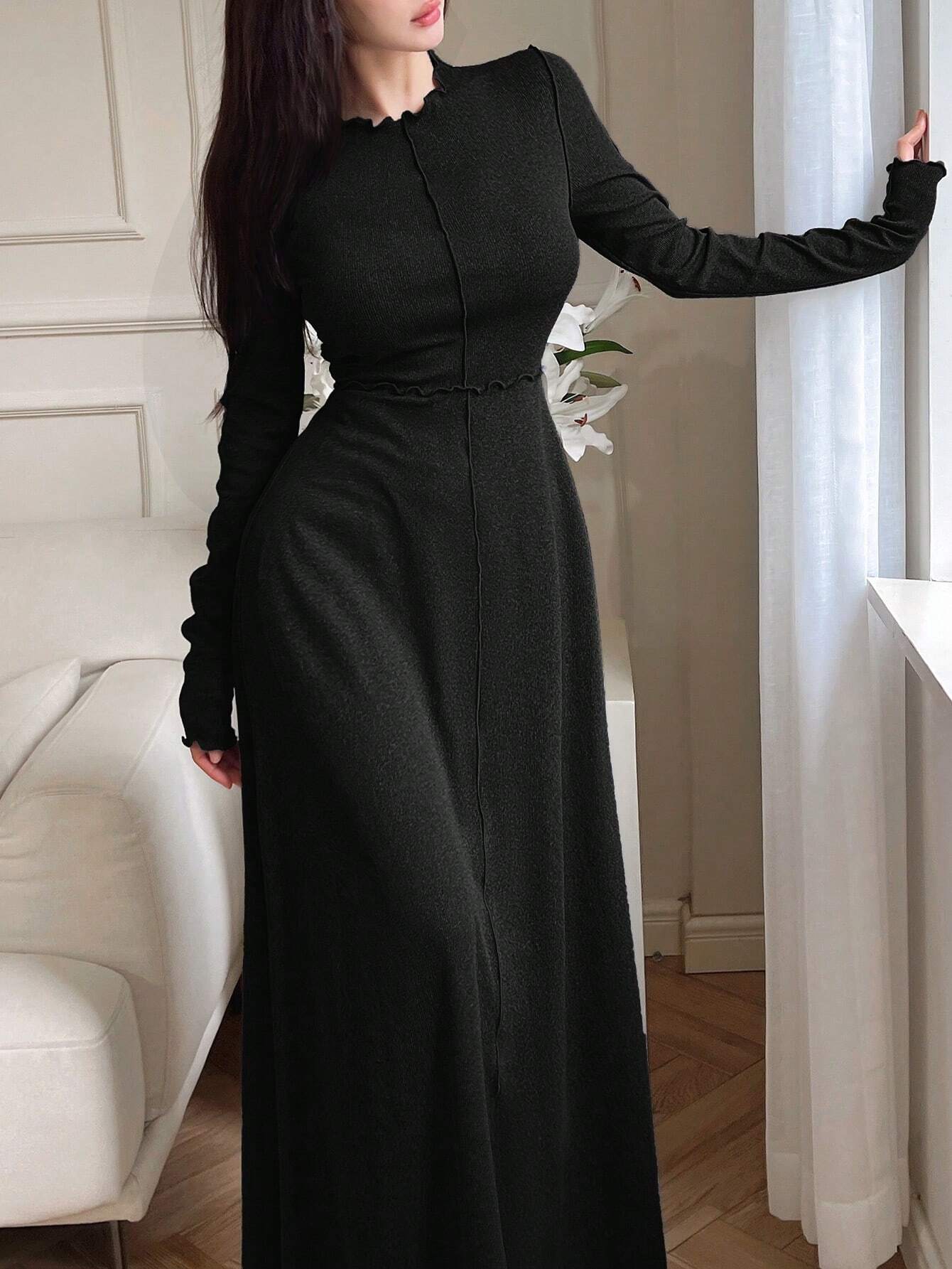 Mulvari Women Elegant Solid Color Long Dress