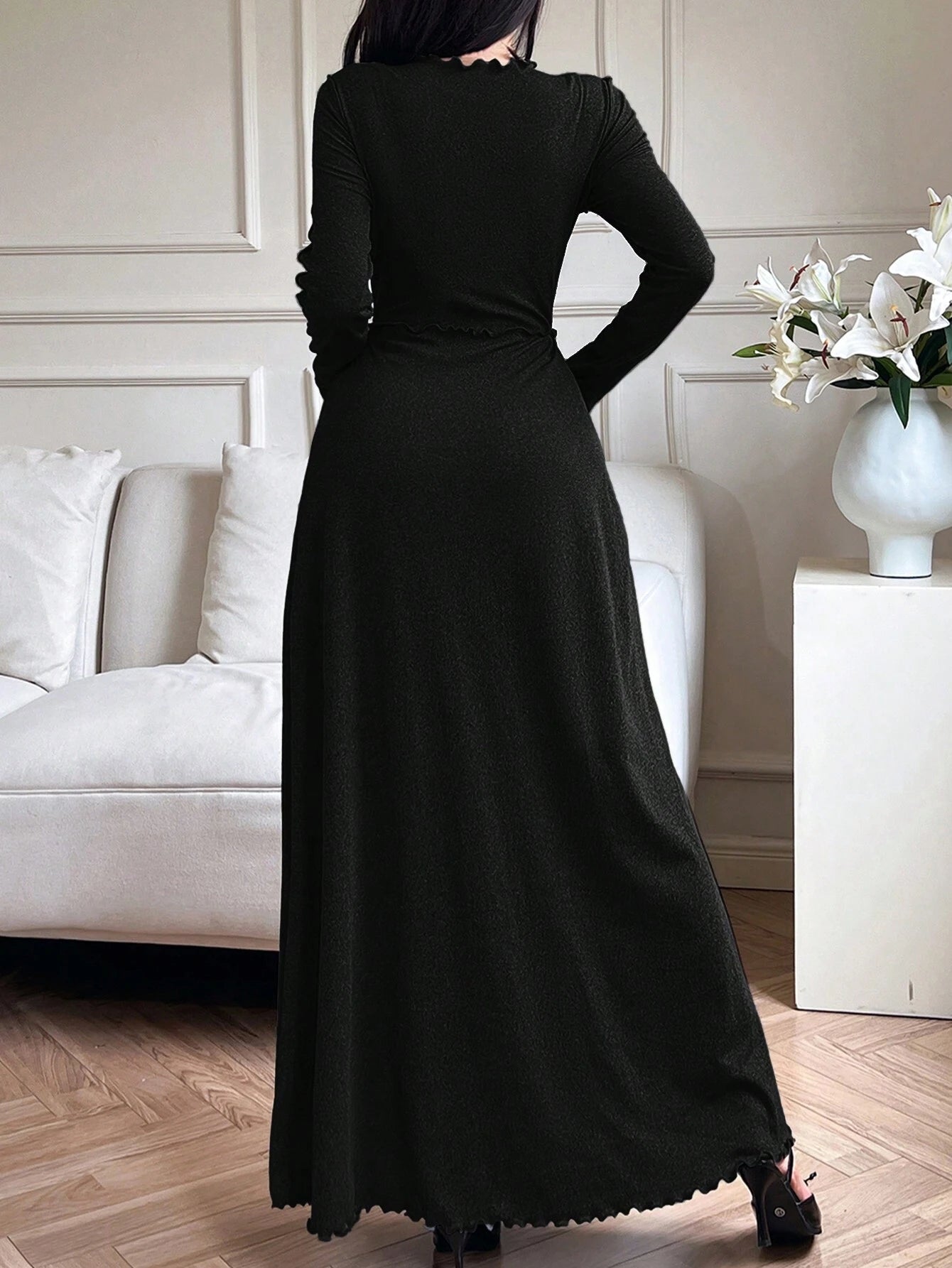 Mulvari Women Elegant Solid Color Long Dress