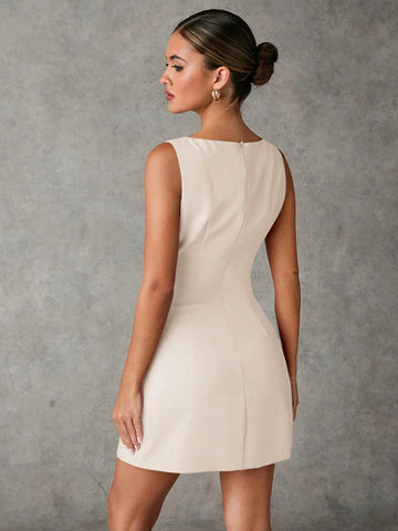 BAE Women's Elegant Solid Color Sleeveless A-Line Mini Dress