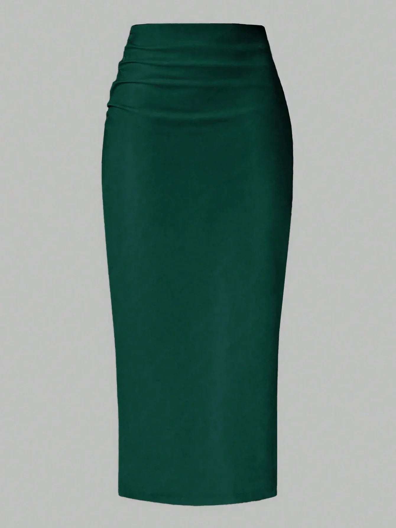 Raffin�a Solid Color Pleated Back Zipper Slit Skirt