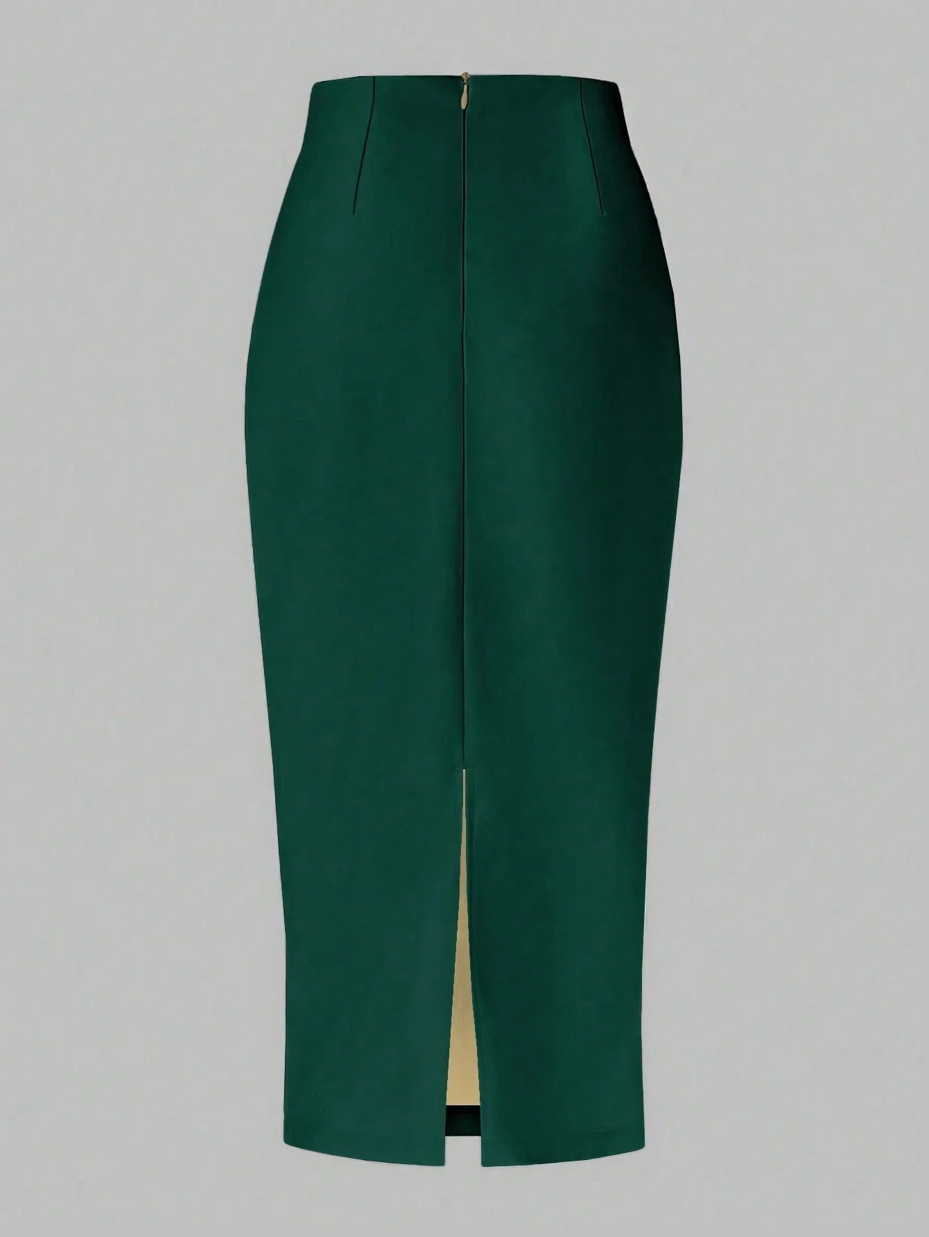 Raffin�a Solid Color Pleated Back Zipper Slit Skirt