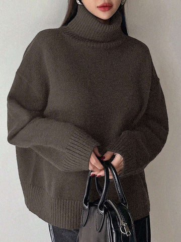 DAZY Turtleneck Drop Shoulder Sweater