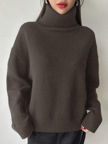 DAZY Turtleneck Drop Shoulder Sweater