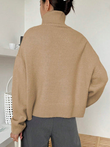 DAZY Turtleneck Drop Shoulder Sweater