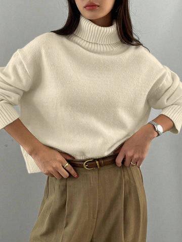 DAZY Turtleneck Drop Shoulder Sweater