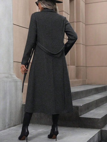 Clasi Waterfall Collar Belted Overcoat