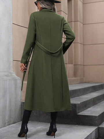 Clasi Waterfall Collar Belted Overcoat