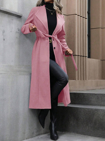 Clasi Waterfall Collar Belted Overcoat