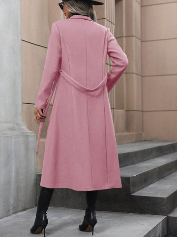 Clasi Waterfall Collar Belted Overcoat