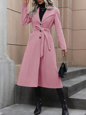 Clasi Waterfall Collar Belted Overcoat