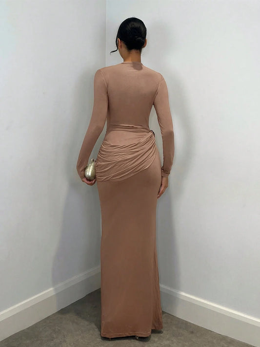 BAE Elegant Women's Long Sleeve Dress With Metal Decor