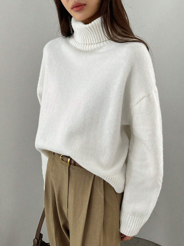 DAZY Turtleneck Drop Shoulder Sweater