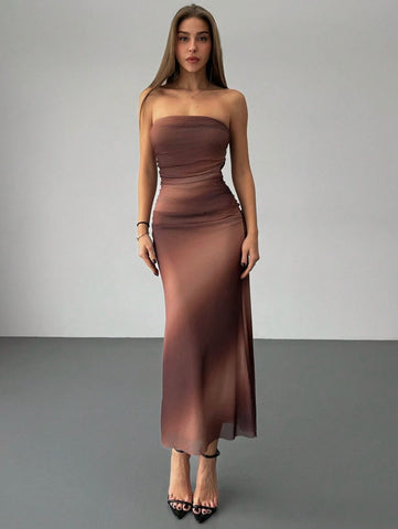 Women's Sexy Printed Strapless Tight Mini Sexy Tube Dress