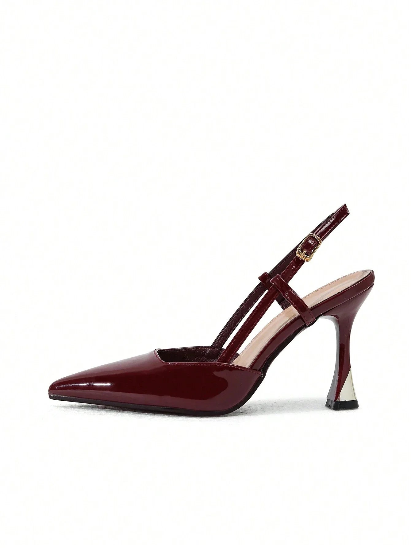 Women's Pointed Toe Patent Leather Elegant Strap Decoration High Heel Shoes